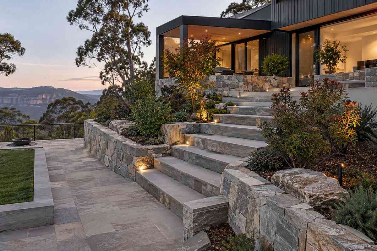 Stone paving and driveway project in the Blue Mountains
